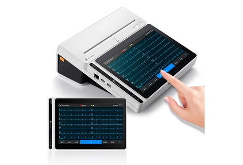 Lepu Medical Grade 18 Leads Monitor de ECG portátil inteligente T180 com Impressora Análise AI Diagnóstico Tablet Tela de Toque