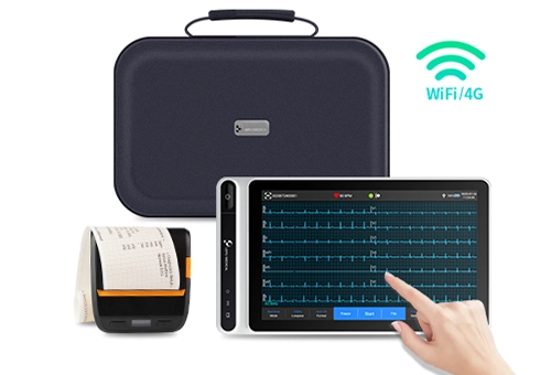 Lepu Medical Grau 12 Leads Monitor ECG portátil inteligente S120 com impressora Bluetooth Análise AI Diagnóstico Tablet tela sensível ao toque